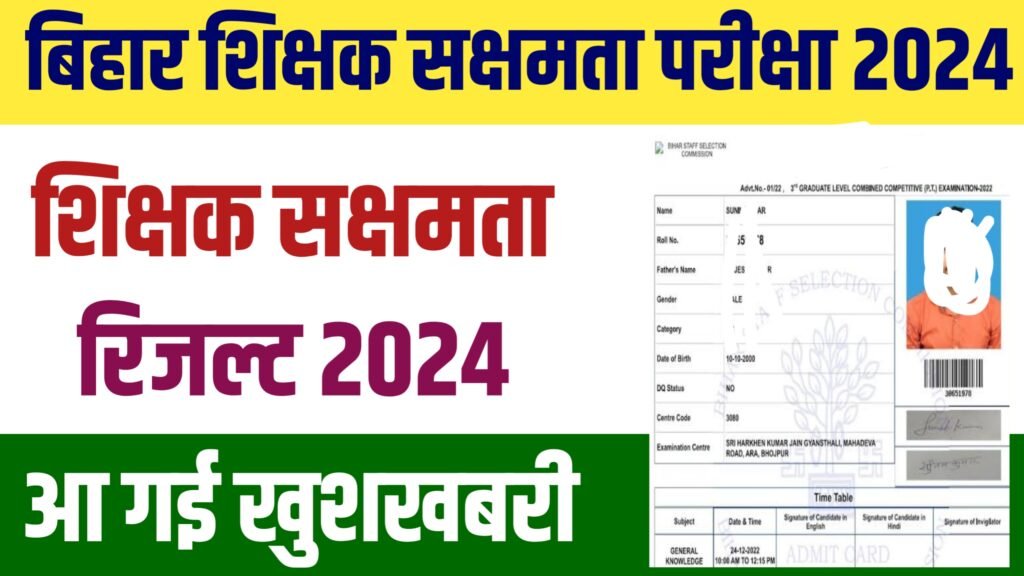 Bihar Shikshak Sakshamta Pariksha Result 2024 : बिहार शिक्षक सक्षमता परीक्षा परिणाम 2024